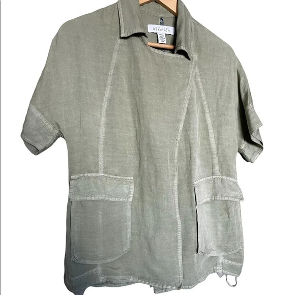 Kenneth Cole  Reaction Linen Blend Double Breasted Jacket Blazer Sz S - Picture 1 of 12